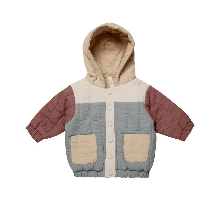 Quincy Mae Hooded Woven Jacket - Color Block