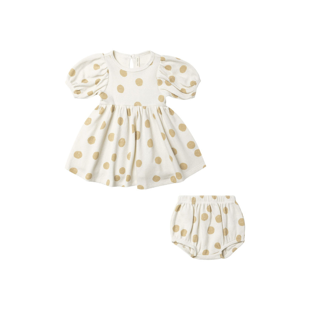 Quincy Mae Waffle Babydoll Dress - Butter Dots