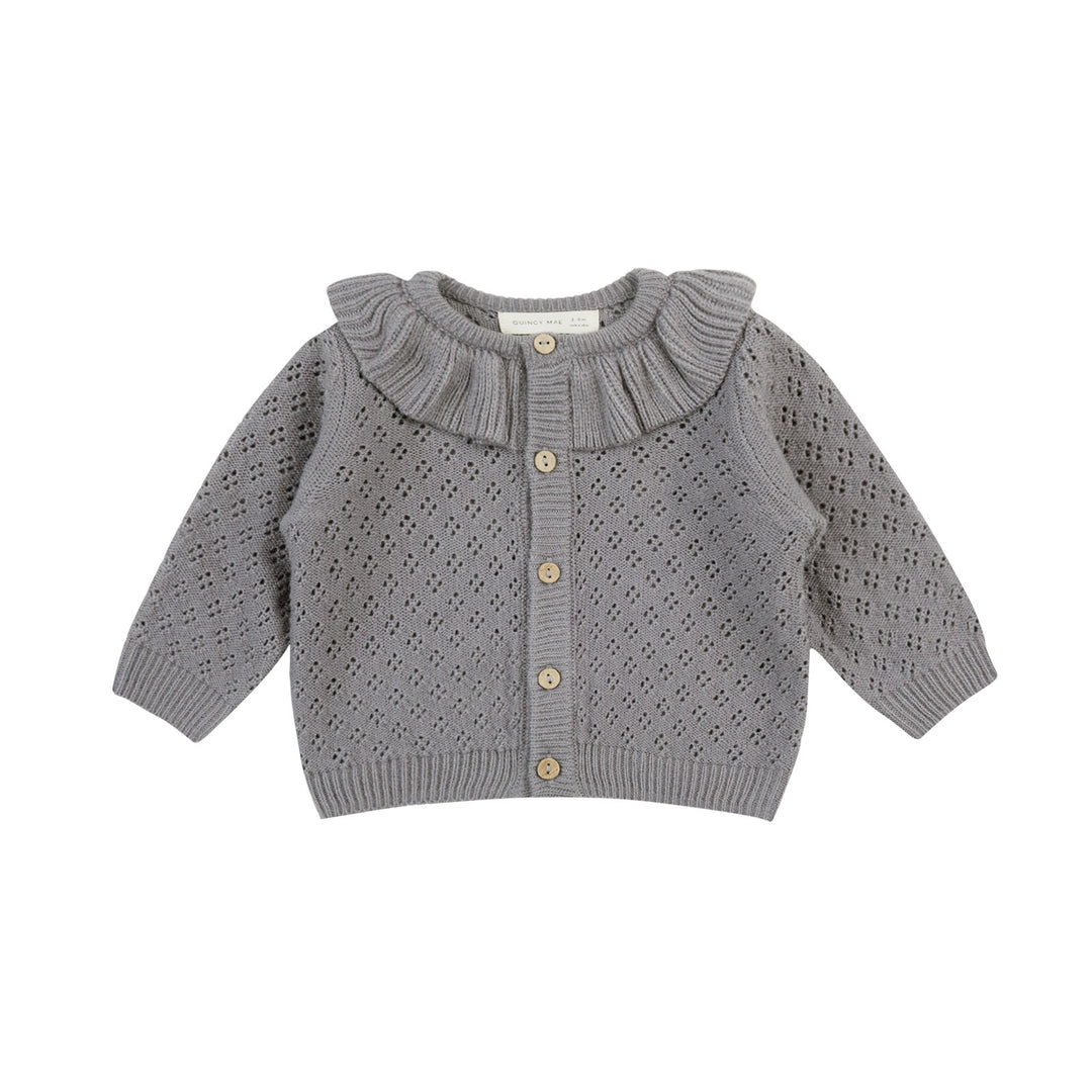 Quincy Mae Ruffle Collar Cardigan - Lagoon