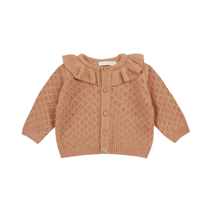 Quincy Mae Ruffle Collar Cardigan - Melon