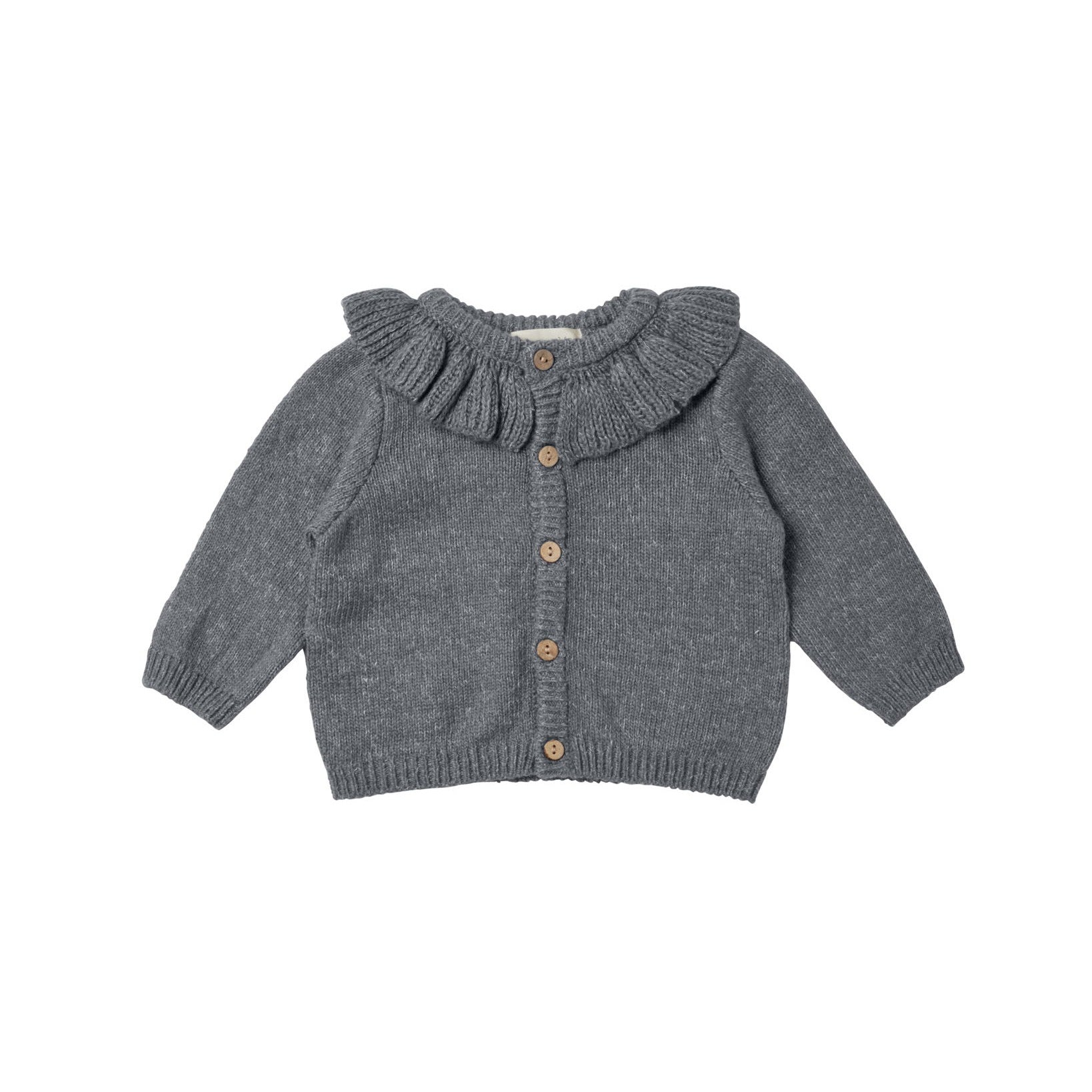 Quincy Mae Ruffle Collar Cardigan - Navy Heather