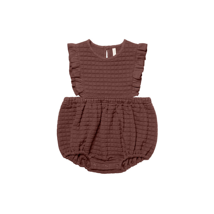 Quincy Mae Ruffle Bubble Romper - Plum