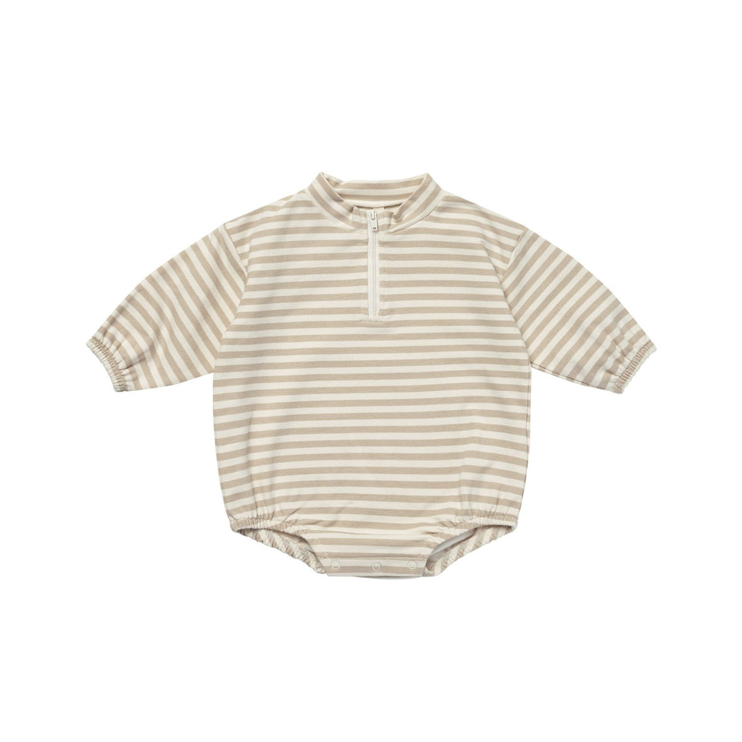 Quincy Mae Fleece Bodhi Romper - Sand Stripe