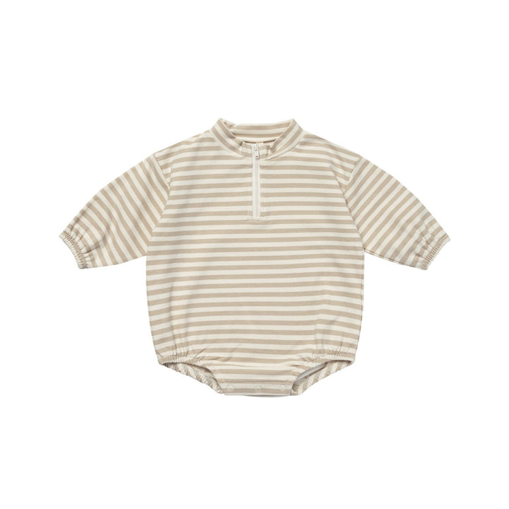 Quincy Mae Fleece Bodhi Romper - Sand Stripe