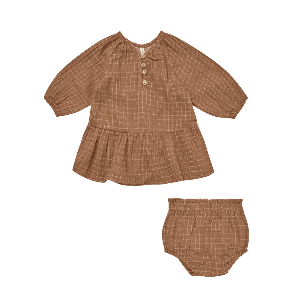 Quincy Mae Lany Dress - Cinnamon Grid