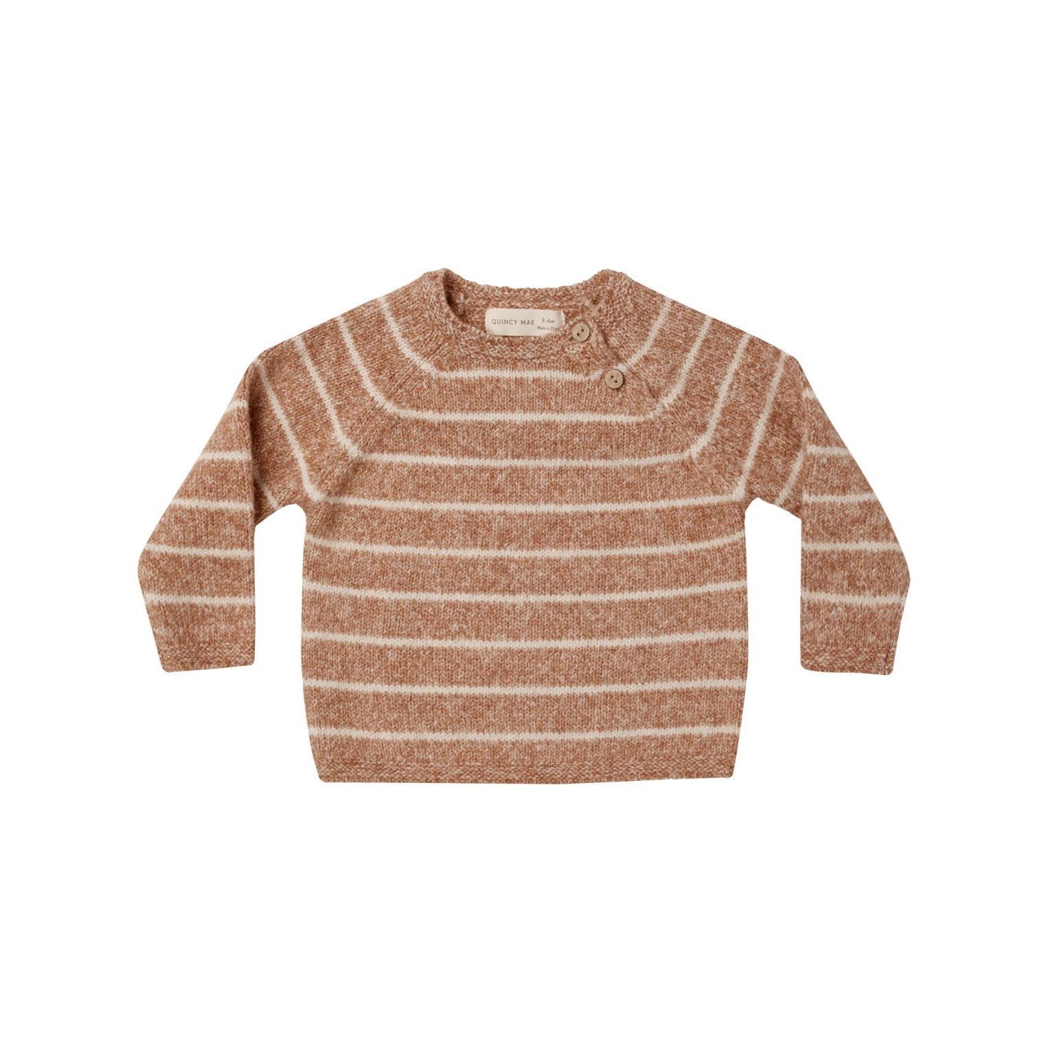 Quincy Mae Ace Knit Sweater - Cinnamon Stripe