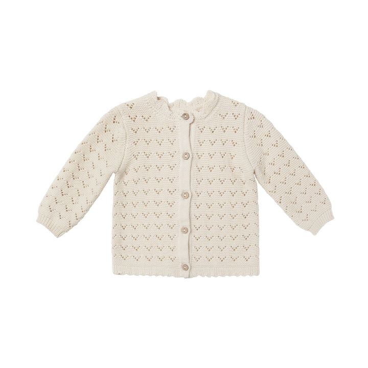 Quincy Mae Scalloped Cardigan - Natural