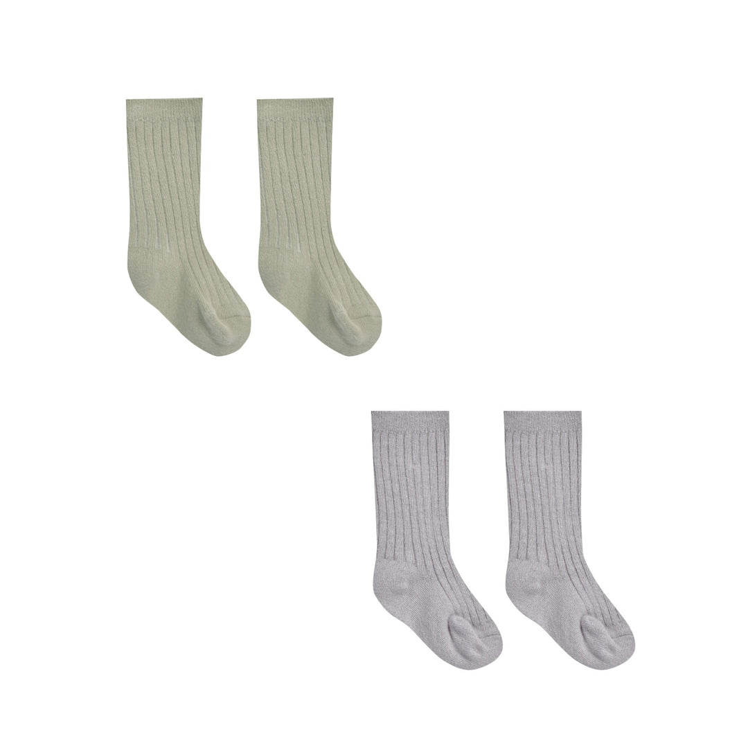 Quincy Mae Socks Set - Sage/Periwinkle