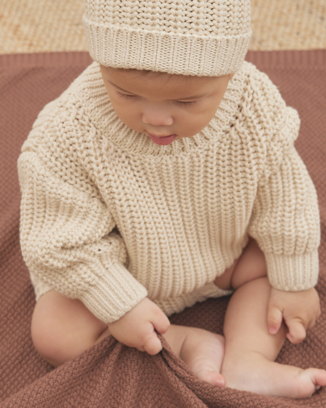 Quincy Mae Knit Baby Blanket - Pecan