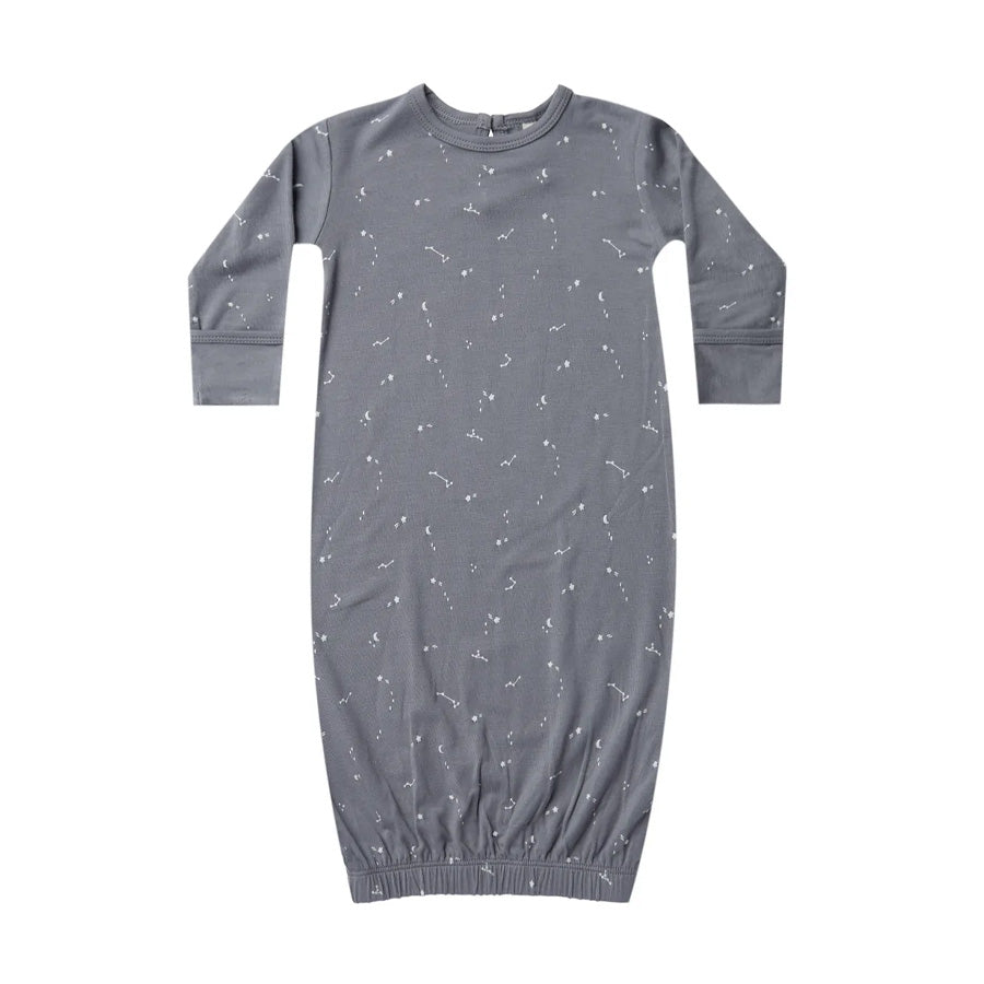 Quincy Mae Bamboo Baby Gown - Washed-Indigo