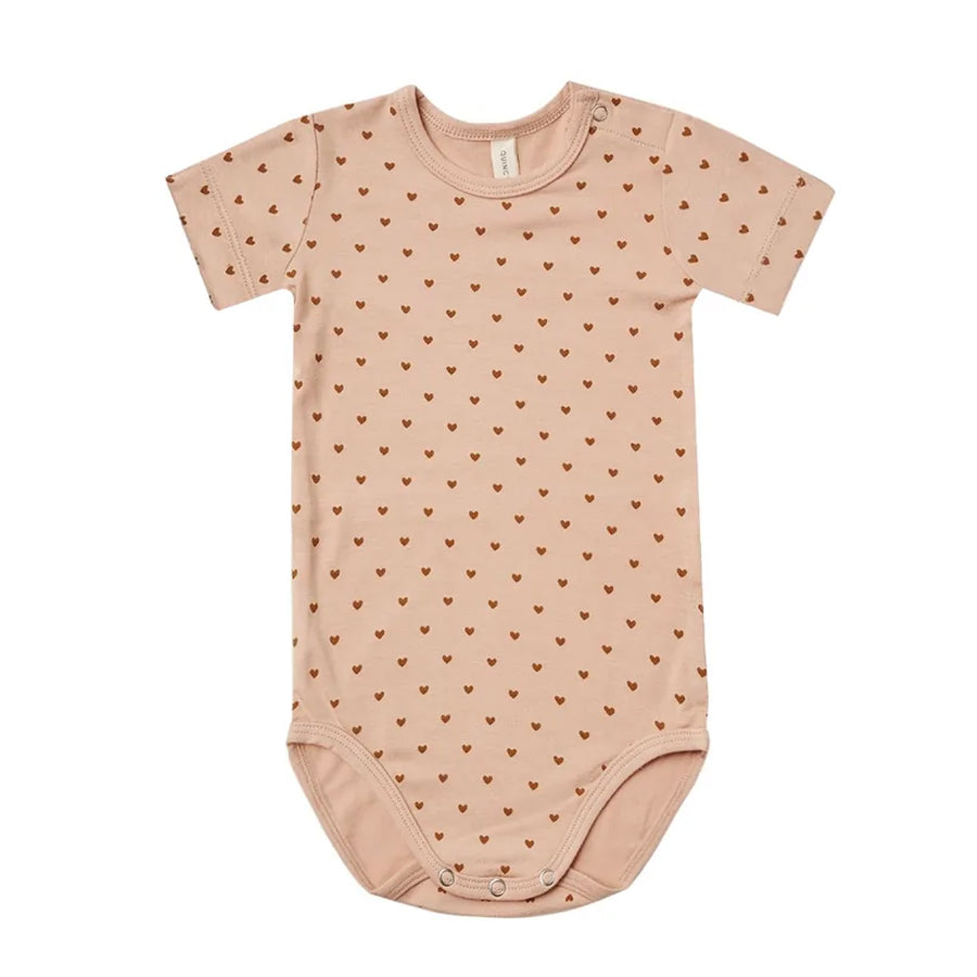 Quincy Mae Bamboo Shortsleeve Bodysuit - Hearts