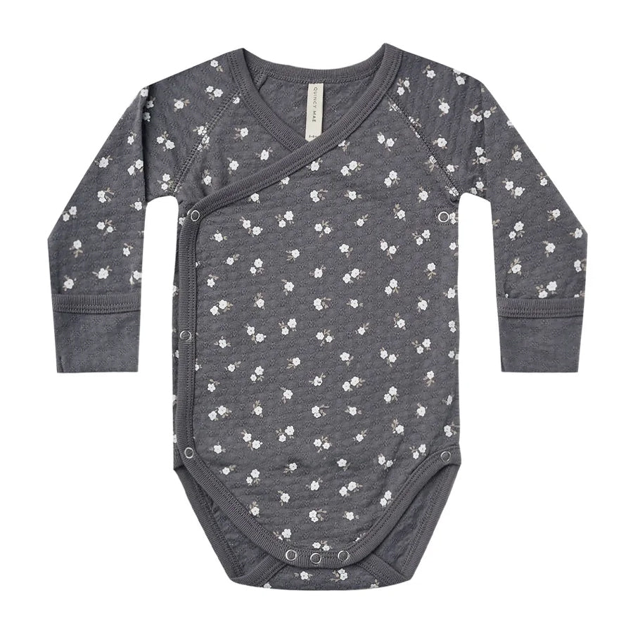 Quincy Mae Pointelle Side Snap Bodysuit - Dark Floral