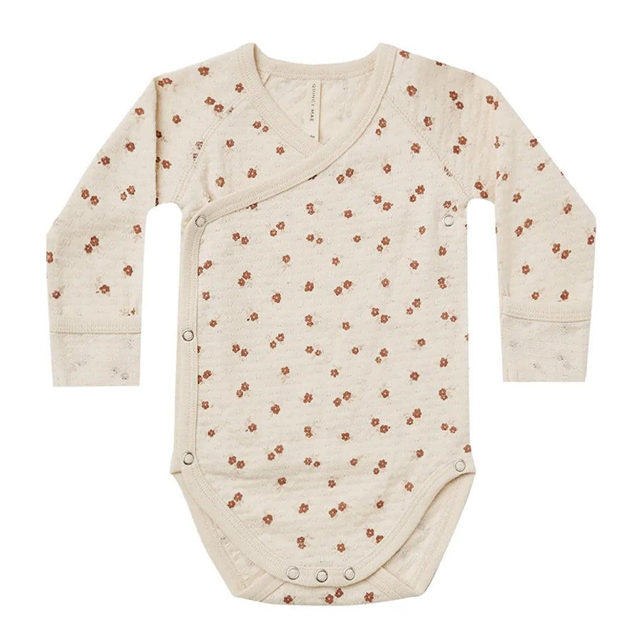 Quincy Mae Pointelle Side Snap Bodysuit - Petite Floral