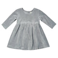 Quincy Mae Velour Longsleeve Dress - Dusty Blue