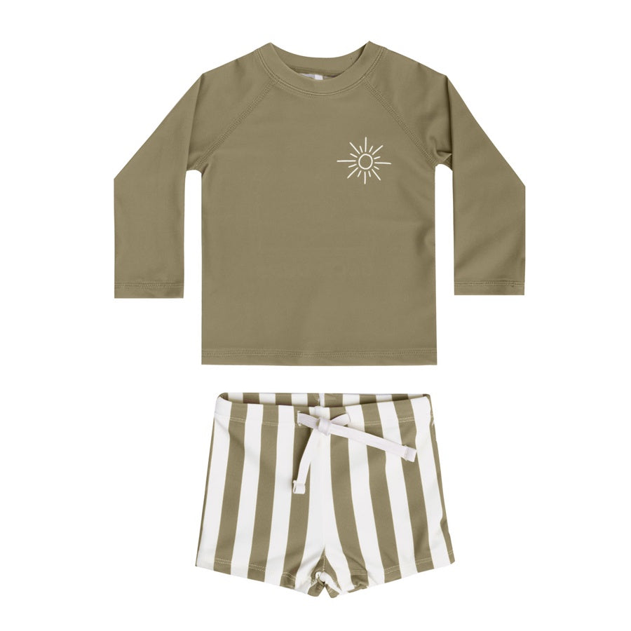 Rylee + Cru Rashie Boy Set - Olive Stripe