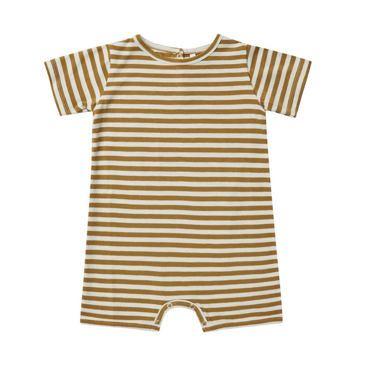 Rylee + Cru Dash Romper - Chartreuse Stripe