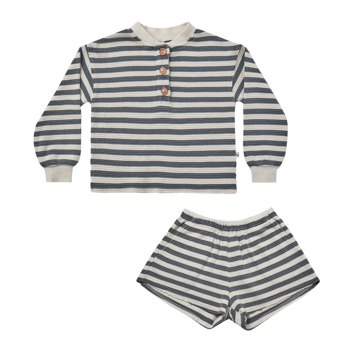 Rylee + Cru Waffle Knit Set - Navy Stripe