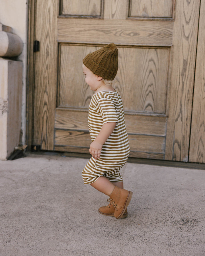 Rylee + Cru Dash Romper - Chartreuse Stripe