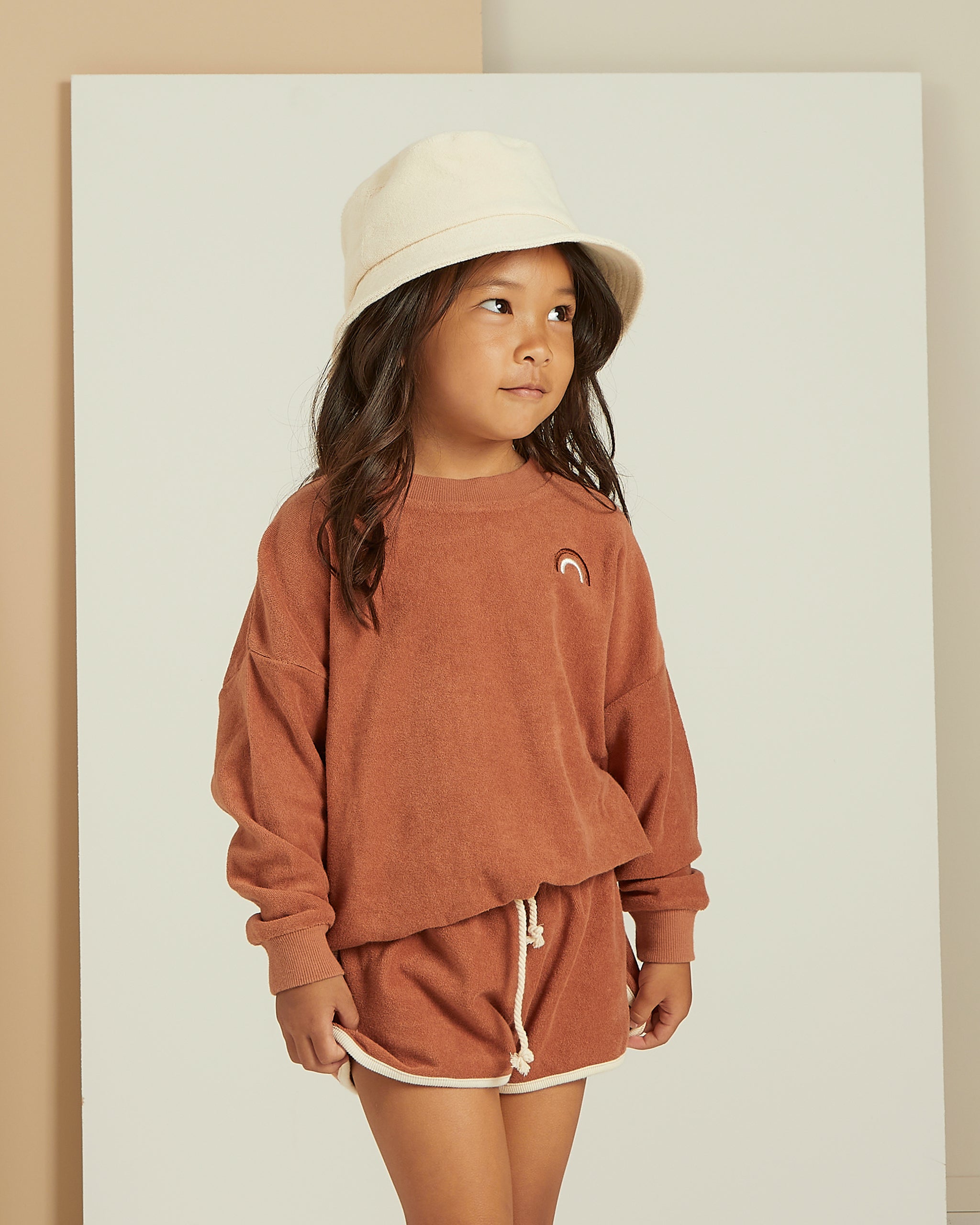 Rylee Cru Terry Crewneck Terracotta Daisy and Hen