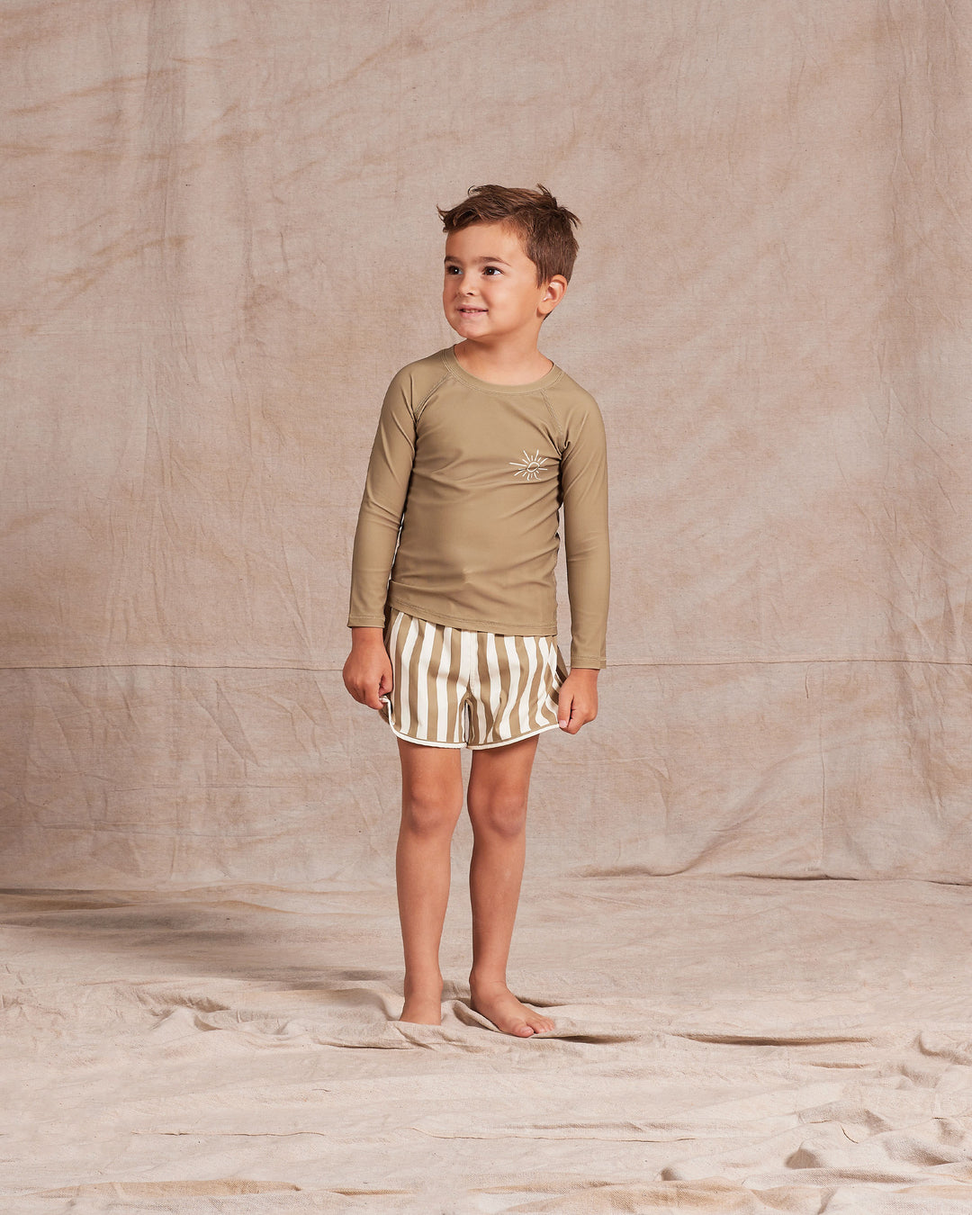 Rylee + Cru Rashie Boy Set - Olive Stripe