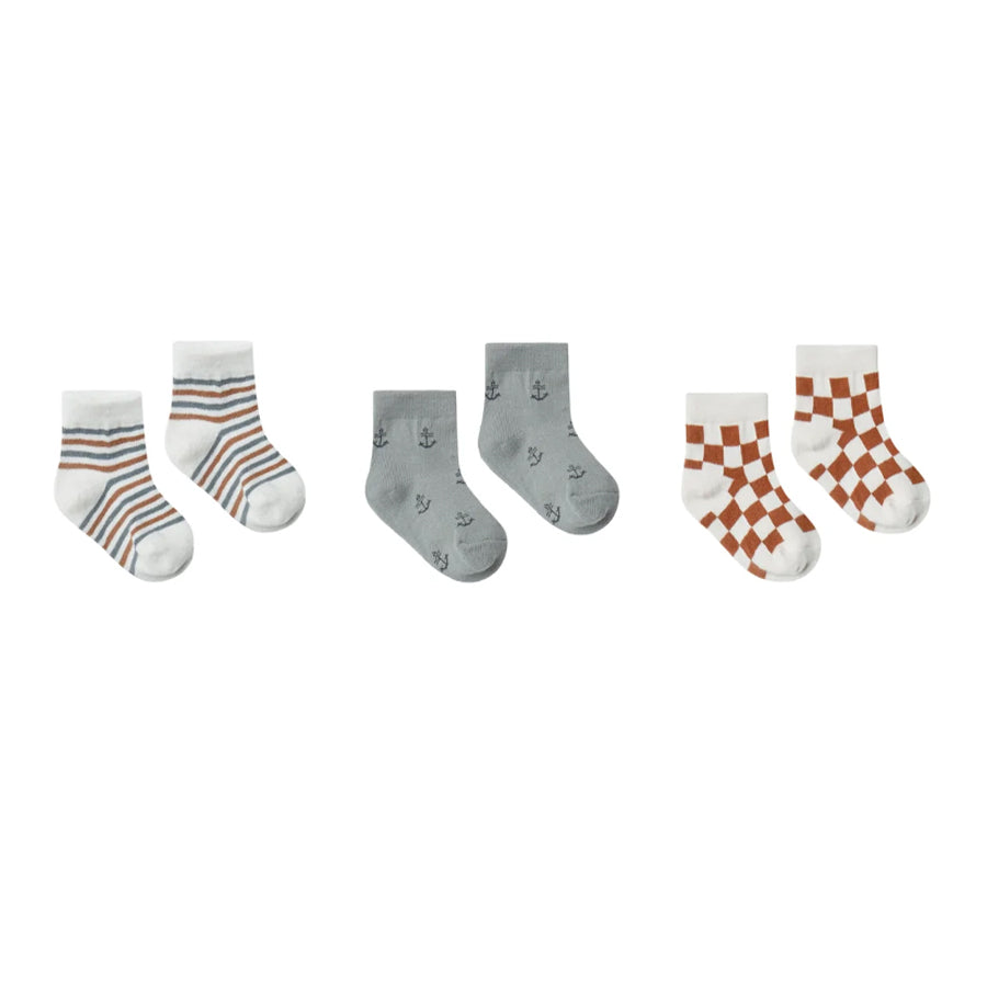 Rylee + Cru Printed Socks - Check, Geo, Stripe