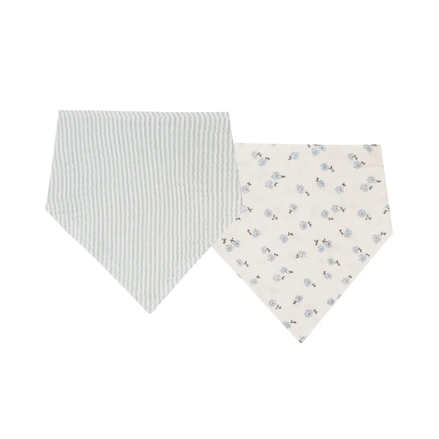 Rylee + Cru Scarf Bib Set - Blue Ditsy, Micro Stripe