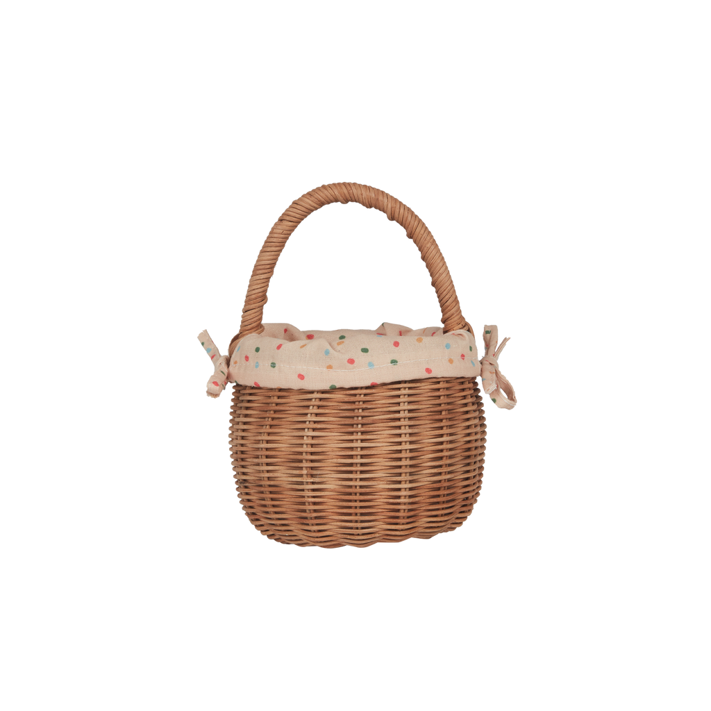Rattan Berry Basket with Lining - Gumdrop