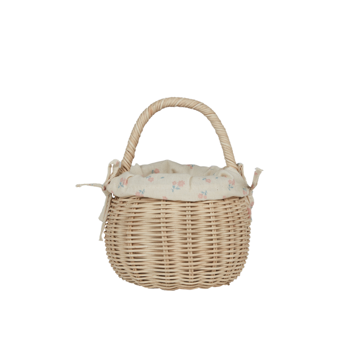 Olli Ella Rattan Berry Basket with Lining - Pansy