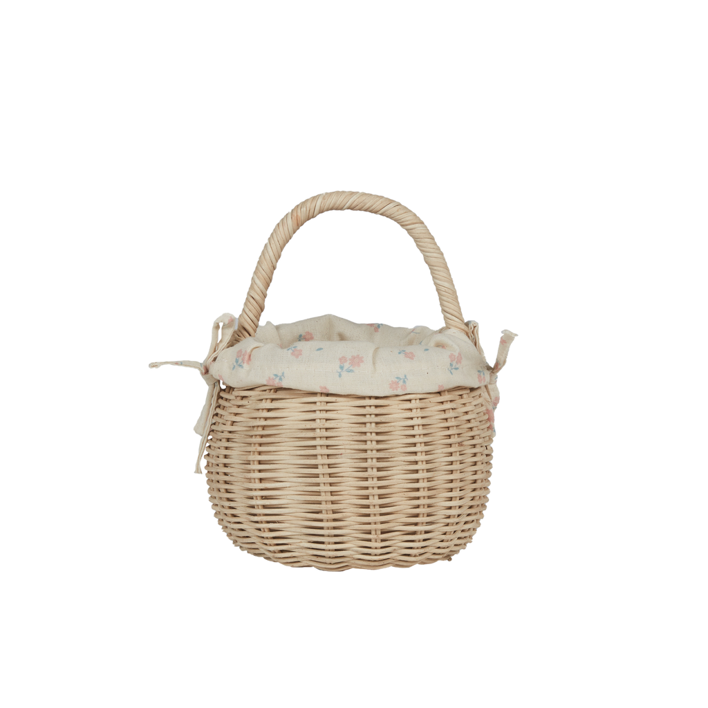 Rattan Berry Basket with Lining - Pansy