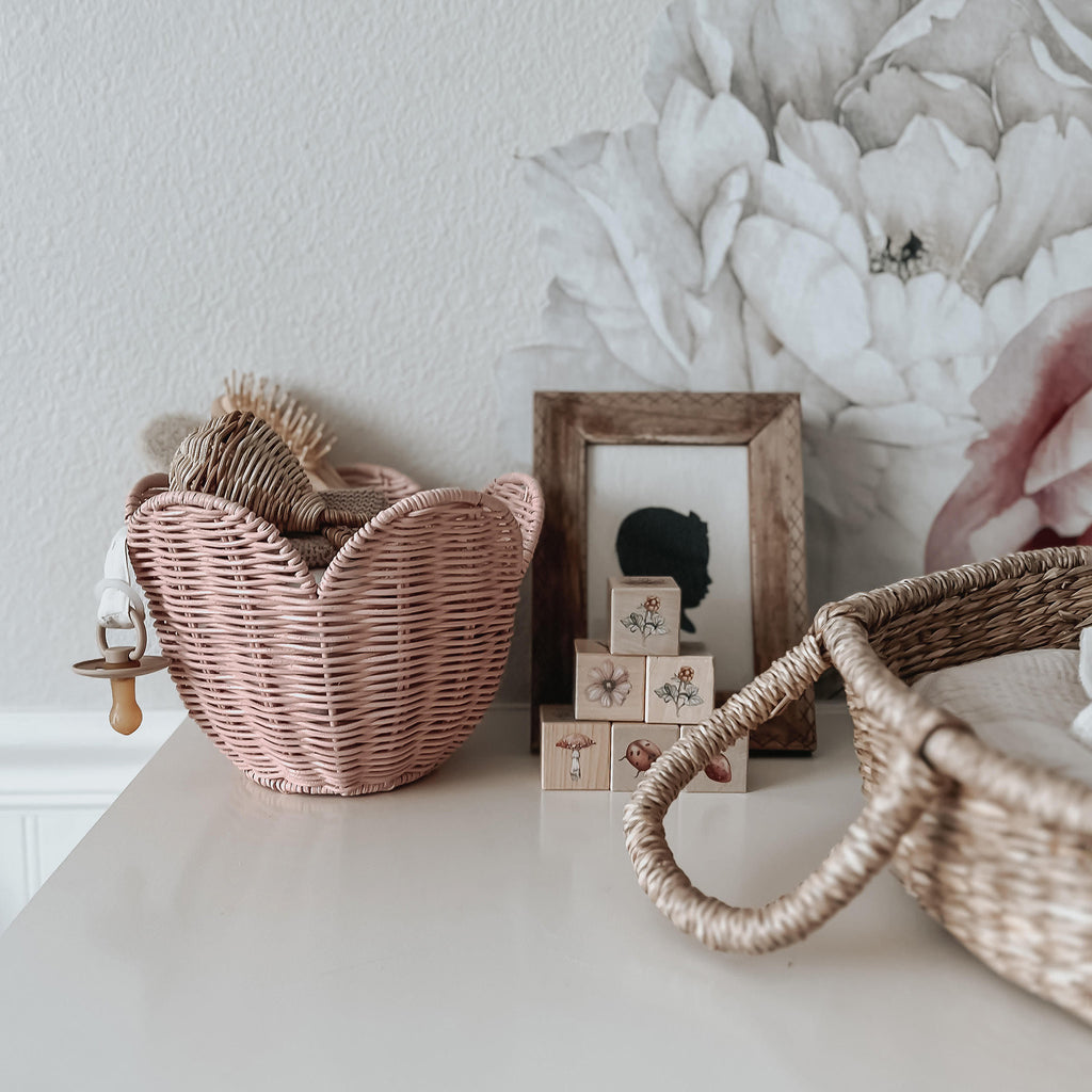 Rattan Lily Basket Set - Rose