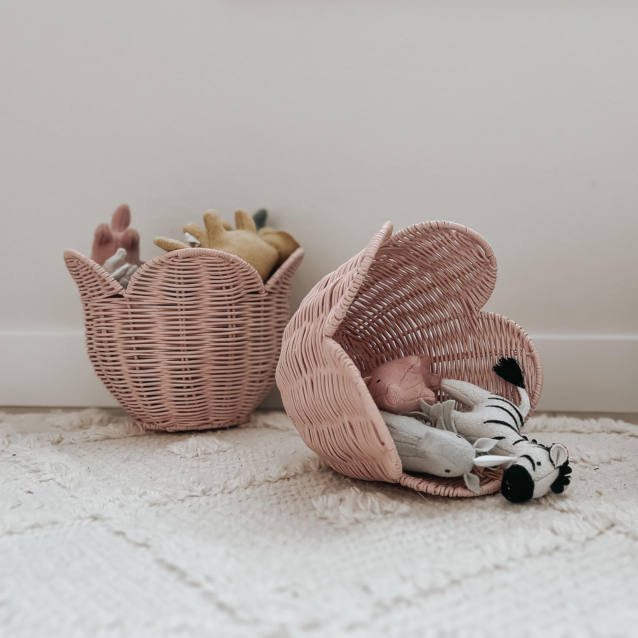 Rattan Lily Basket Set - Rose