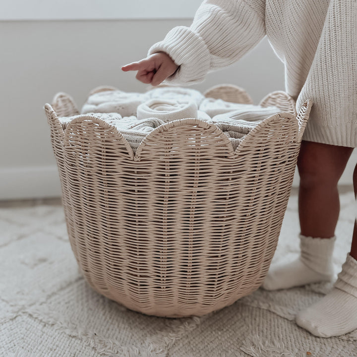 Olli Ella Rattan Tulip Basket - Nude