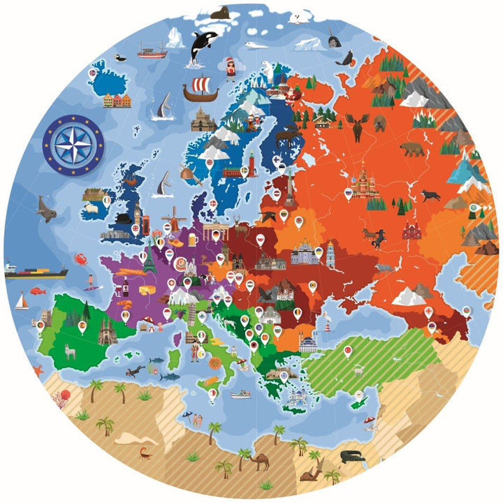 Travel Learn and Explore - Europe 200+ Piece Puzzle & Book