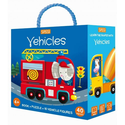Learn Shapes Puzzle + Book Set - Vehicles