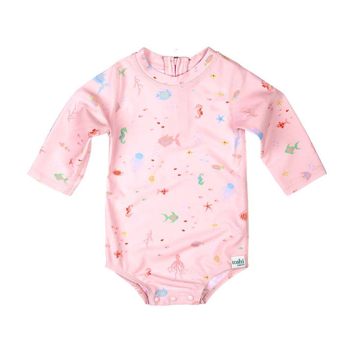 Toshi Swim Baby Onesie Long Sleeve - Coral