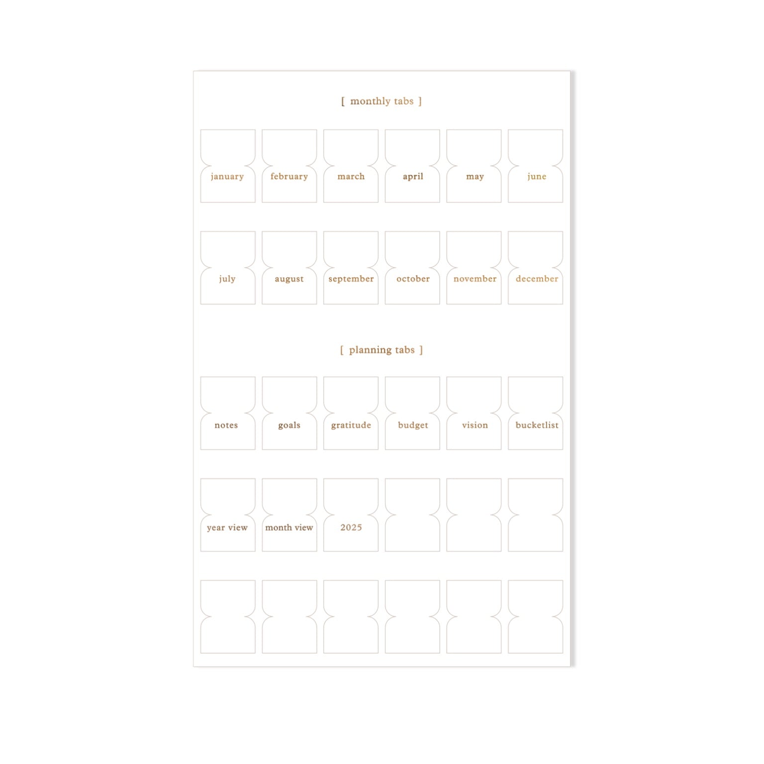 2024 Planner Tab Stickers | Plain