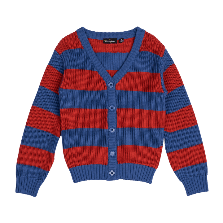 Rock Your Baby Blue And Red Stripe Knit Cardigan