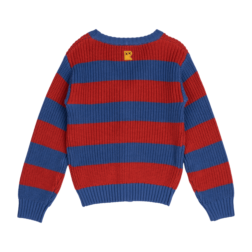 Rock Your Baby Blue And Red Stripe Knit Cardigan