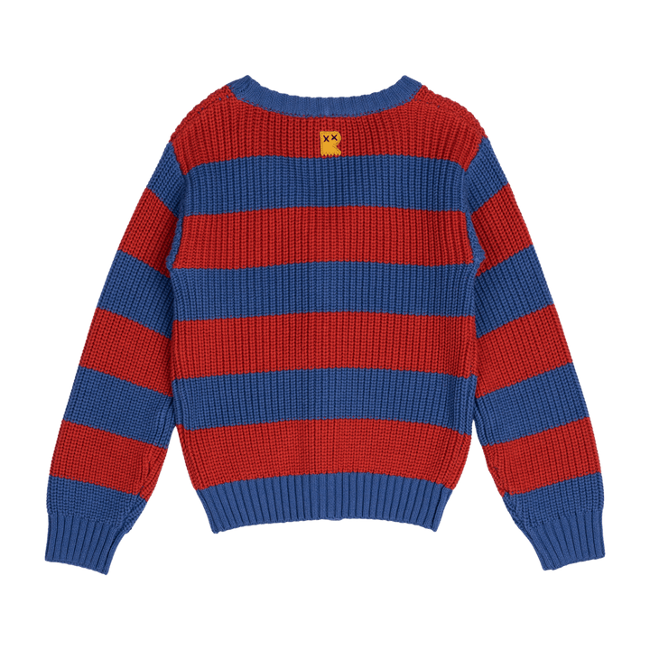 Rock Your Baby Blue And Red Stripe Knit Cardigan