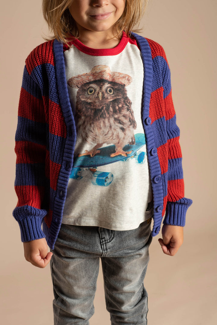 Rock Your Baby Blue And Red Stripe Knit Cardigan
