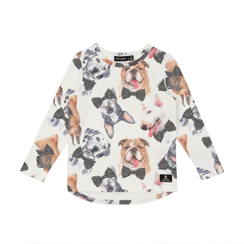 Rock Your Baby Black Tie Pups Long Sleeve T-Shirt