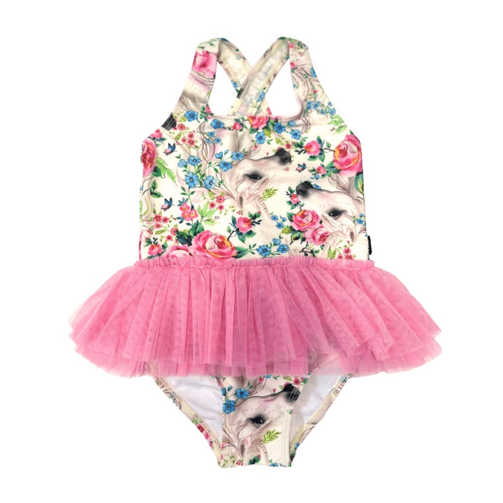 Rock Your Baby Unicorn Lullaby Tulle One-Piece Swim With Full Lining