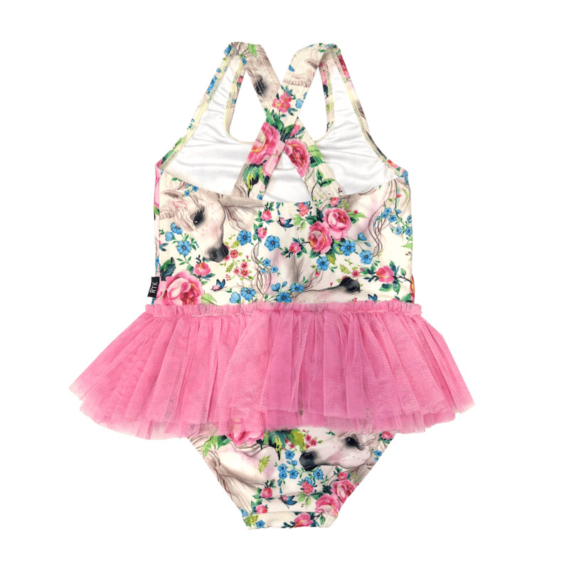 Rock Your Baby Unicorn Lullaby Tulle One-Piece Swim With Full Lining