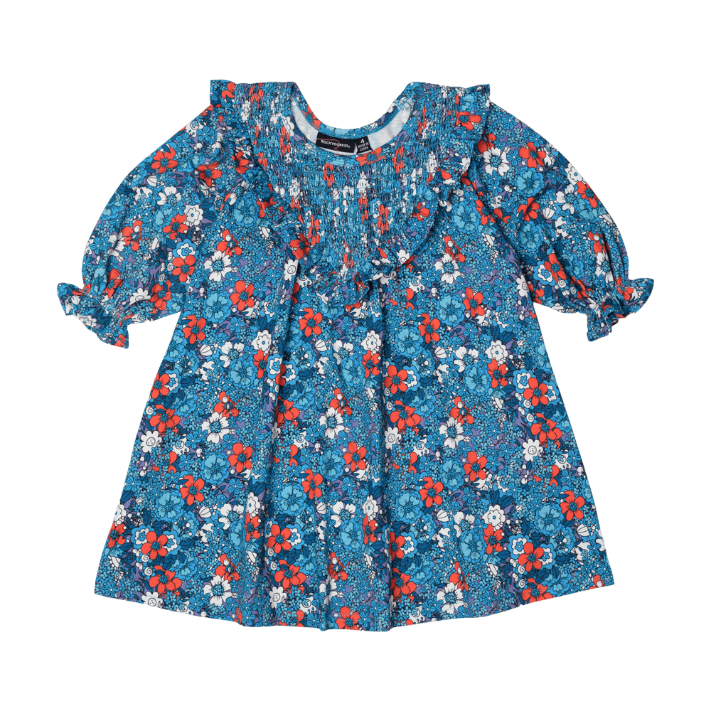 Rock Your Baby Blue Ditsy Floral Dress