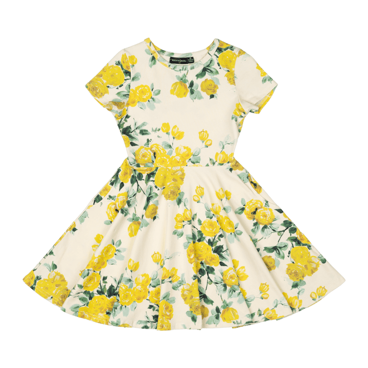 Rock Your Baby Waisted Dress - Yellow Roses
