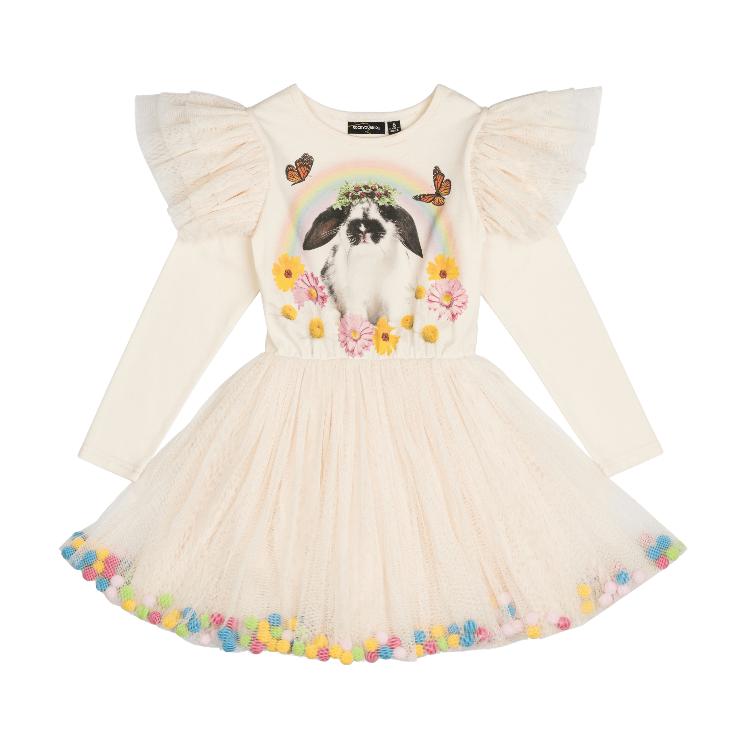 Rock Your Baby Easter Bunny Pom Pom Circus Dress