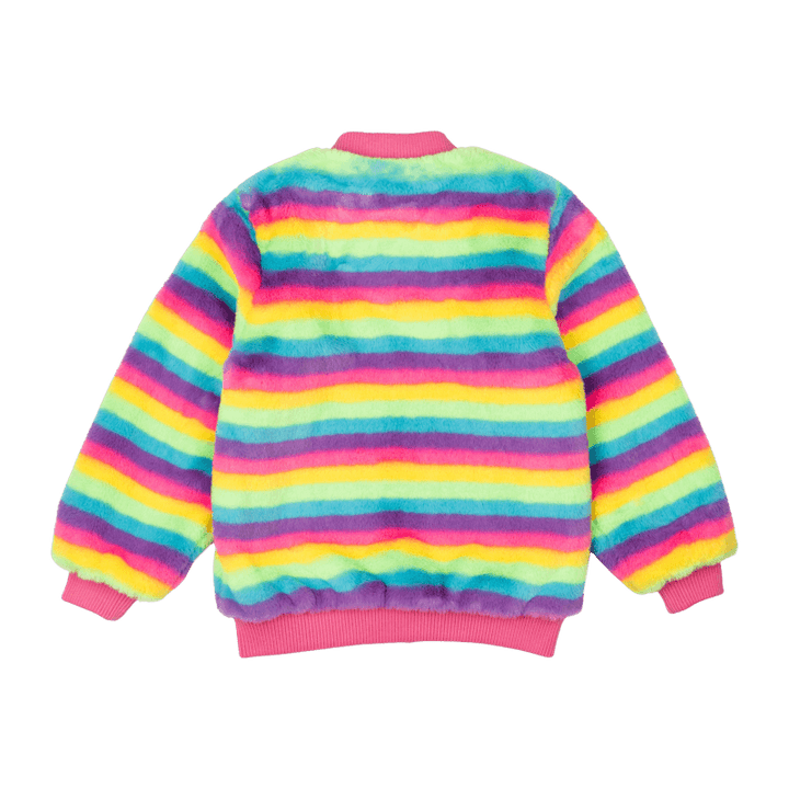 Rock Your Baby Fluorescent Stripe Faux Fur Jacket