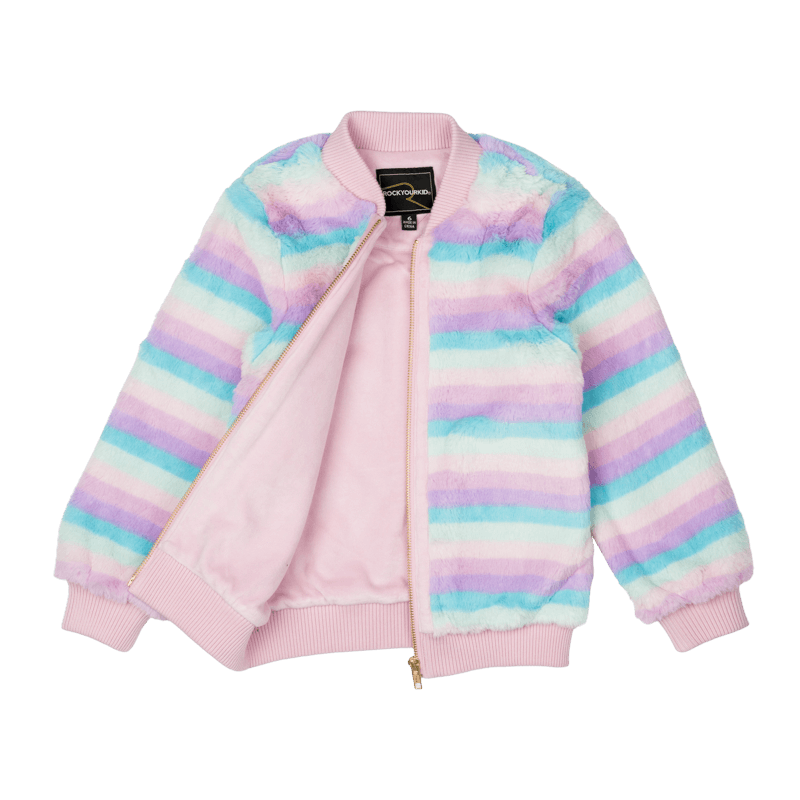 Rock Your Baby Pastel Stripe Faux Fur Jacket