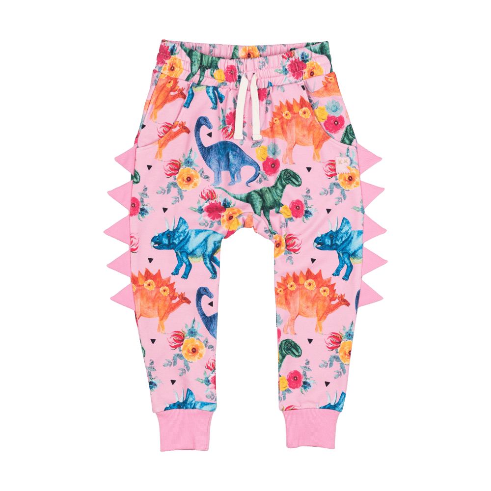 Rock Your Baby Pink Dino Floral Trackies