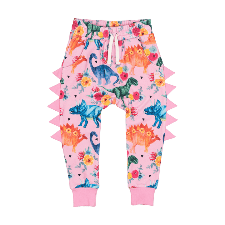 Rock Your Baby Pink Dino Floral Trackies